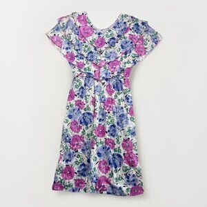 Vintage 80's David Bradley Floral Ruffle Yoke Dress Romantic Boho Cottage Read